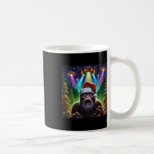 Lustiges Bigfoot-Selfie mit Alien-Ufo-Weihnachtsra Kaffeetasse