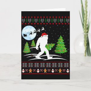 Lustiges Bigfoot-Weihnachtsgeschenk Santa Hut Häss Karte