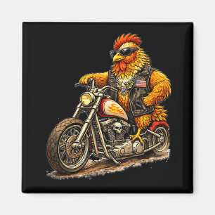 Lustiges Biker-Hahn-Design Cool Huhn Motorrad Magnet