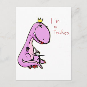 lustiges Bild eines rosa Dinosauriers TeaRex Postkarte