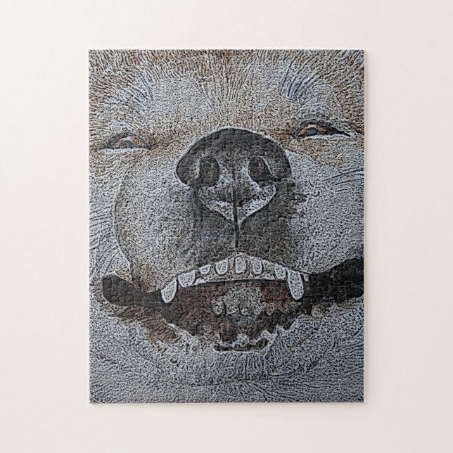 lustiges Bild vom Lächeln des Hundes-Puzzles (Vertikal)