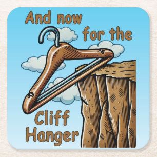 Lustiges Bild von Cliff Hanger mit spielerischem W Rechteckiger Pappuntersetzer