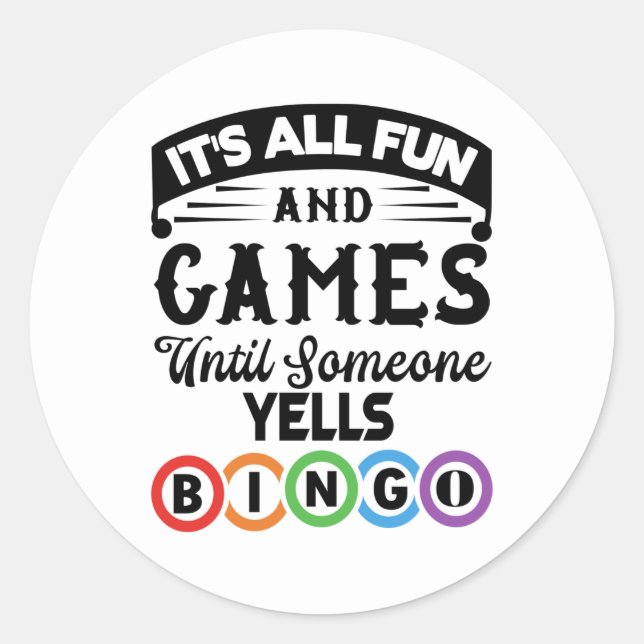lustiges Bingo Wortspiel Runder Aufkleber (Vorderseite)