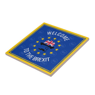 Lustiges Blau Gelbes Europäische Union Brexit Kuns Fliese