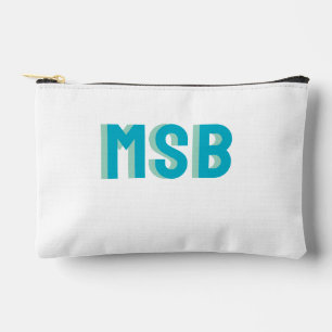 Lustiges Blau Grün Schatten Block Monogramm, Benut Zubehörtasche