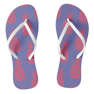 Lustiges Blau und Korallen-Ananas-Trendig Flip Flops