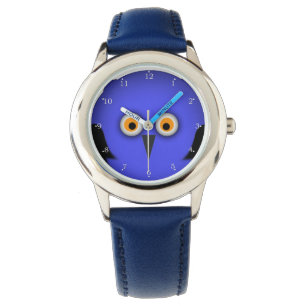 Lustiges blaues Eulengesicht Armbanduhr