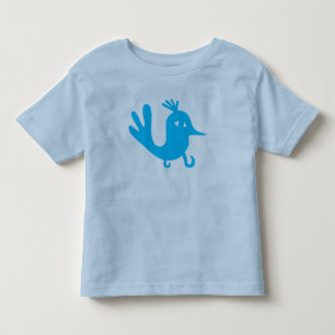 Lustiges blaues Vogel-Glück-Glück Kleinkind T-shirt