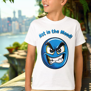 Lustiges Blaues Wütendes Emoji Kinder T-Shirt