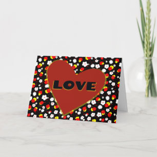 Lustiges Blumiges Liebesherz in Rot zum Valentinst Karte