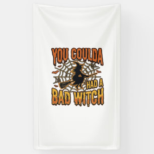 Lustiges Böse Hexe Halloween Vintage Gravur Design Banner