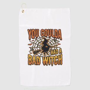 Lustiges Böse Hexe Halloween Vintage Gravur Design Golfhandtuch