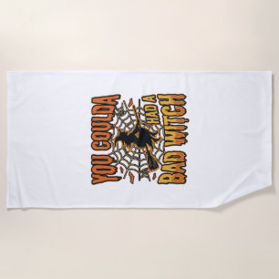 Lustiges Böse Hexe Halloween Vintage Gravur Design Strandtuch