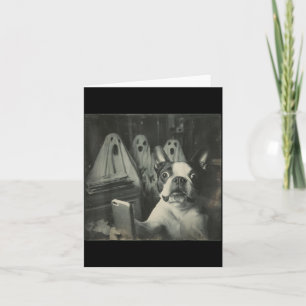 Lustiges Boston-Terrier-Selfie mit Geistern Hallow Karte