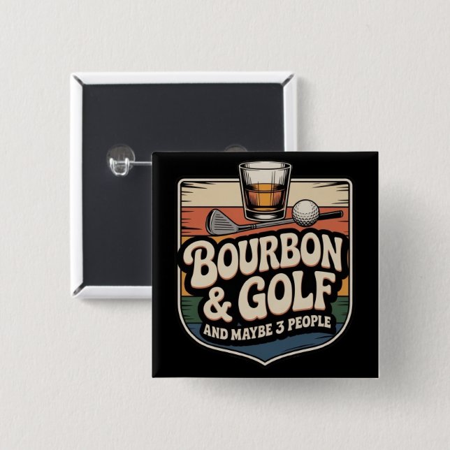 Lustiges Bourbon-Golf-Golfer-Vater-Geschenk Vintag Button (Vorne & Hinten)