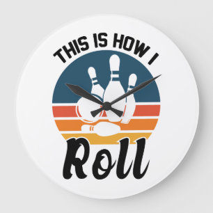 Lustiges Bowling So rolle ich Grafik Große Wanduhr
