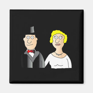 Lustiges Brautpaar Bräutigam und Braut Cartoon Magnet