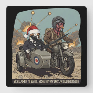 Lustiges britisches Weihnachtsthema Quadratische Wanduhr