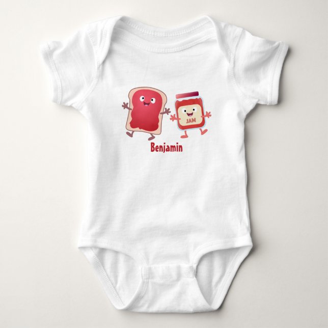 Lustiges Brot und Marmeladenfiguren Baby Strampler (Vorderseite)