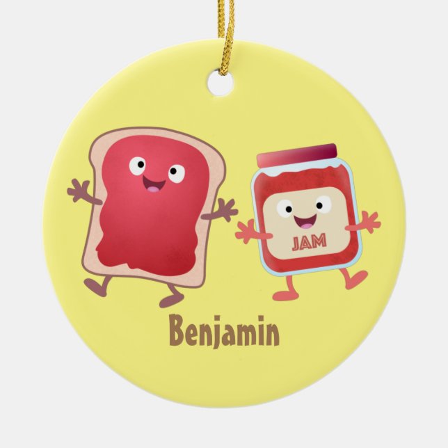 Lustiges Brot und Marmeladenfiguren Keramik Ornament (Vorne)