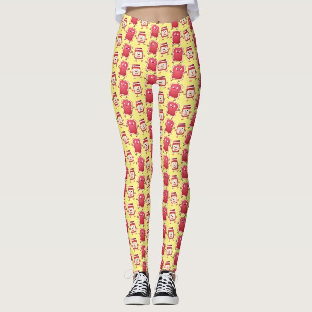 Lustiges Brot und Marmeladenfiguren Leggings (Vorderseite)