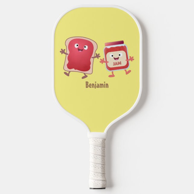Lustiges Brot und Marmeladenfiguren Pickleball Schläger (Vorderseite)
