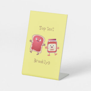 Lustiges Brot und Marmeladenfiguren Sockelschild