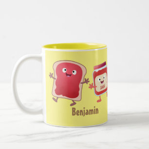 Lustiges Brot und Marmeladenfiguren Zweifarbige Tasse