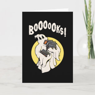 Lustiges Bücherwurm-Geist Halloween-Kostüm Boooüch Karte