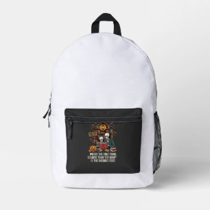 Lustiges Buchliebhaber Halloween-Skelett-Bibliothe Bedruckter Rucksack