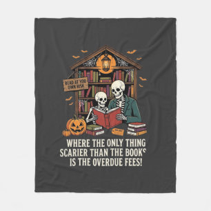 Lustiges Buchliebhaber Halloween Skelett Bibliothe Fleecedecke