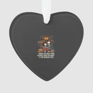 Lustiges Buchliebhaber Halloween Skelett Bibliothe Ornament