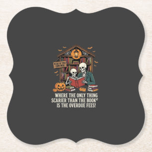 Lustiges Buchliebhaber Halloween-Skelett-Bibliothe Untersetzer