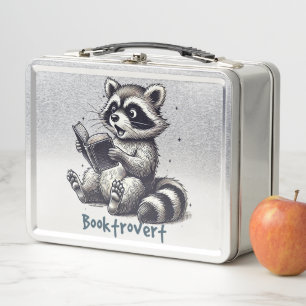 Lustiges Buchtrovert-Waschbär-Snack- und Studienfa Metall Brotdose