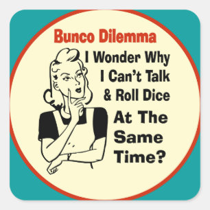 Lustiges Bunco Dilemma mit Retro Frau Quadratischer Aufkleber