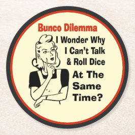 Lustiges Bunco Dilemma Runder Pappuntersetzer