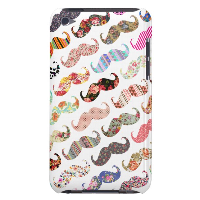 Lustiges buntes Schnurrbart Muster. Girly Barely There iPod Cover (Rückseite)