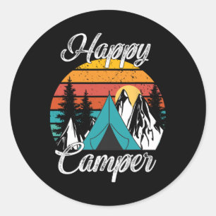 Lustiges Camping-Wanderliebhaber-Geschenk Glücklic Runder Aufkleber