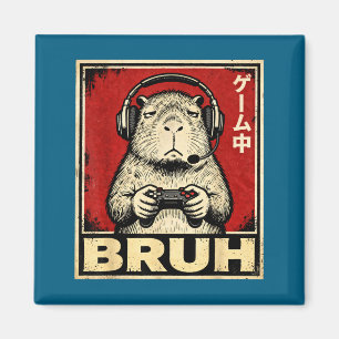 Lustiges Capybara-Gamer-Bruh-Grafik-T-Shirt Männer Magnet