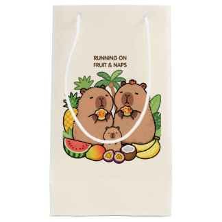 Lustiges Capybara-Geschenkpapier – Obst & Nickerch Kleine Geschenktüte