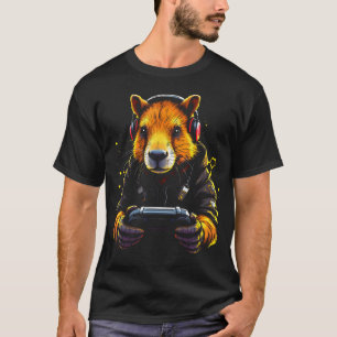 Lustiges Capybara-T-Shirt Gamepad Kopfhörer Videos T-Shirt