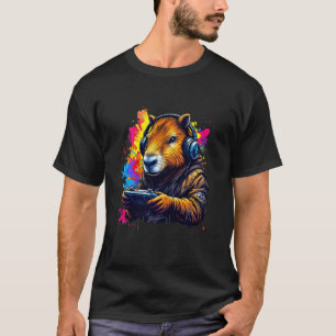 Lustiges Capybara-T-Shirt Gamepad Kopfhörer Videos T-Shirt