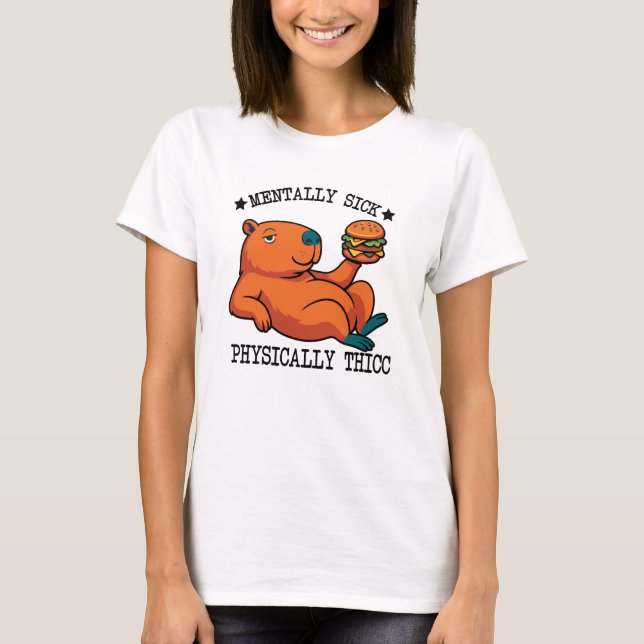 Lustiges Capybara Thicc Meme T-Shirt (Vorderseite)