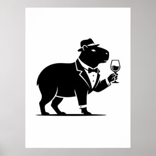 Lustiges Capybara-Weinglas Minimalist Modern Poster