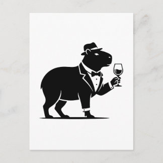 Lustiges Capybara-Weinglas Minimalist Modern Postkarte