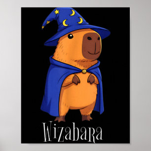Lustiges Capybara-Zauberer-Kostüm Wizabara Grafik Poster
