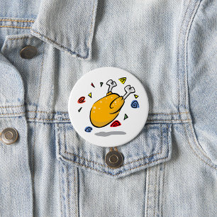 Lustiges Cartoon Brathähnchen beim Fallen Button