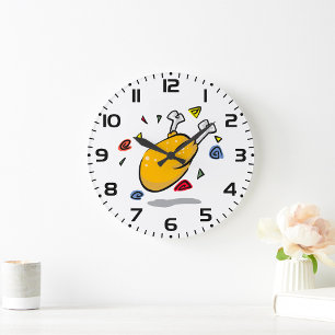 Lustiges Cartoon Brathähnchen beim Fallen Große Wanduhr