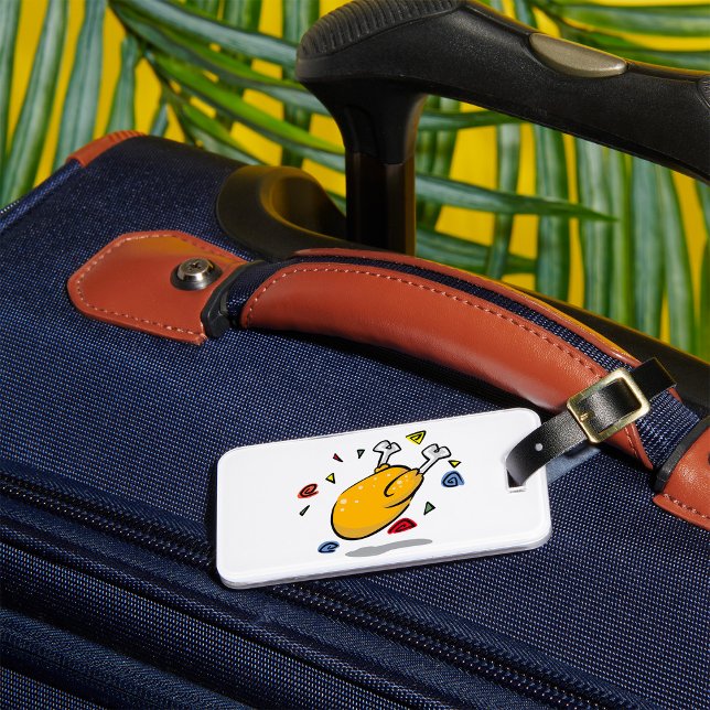 Lustiges Cartoon Brathähnchen fällt Gepäckanhänger (Von Creator hochgeladen)