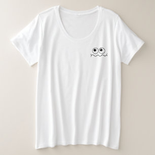 Lustiges Cartoon-Gesicht Vorne & Hinten Große Größe T-Shirt